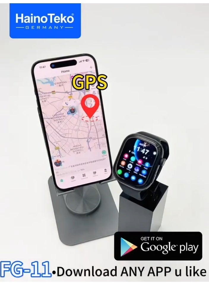 Haino Teko HainoTeko FG-11 5G Android Smart Watch with SIM Card Slot Rotating Camera and Play Store Support Designed for Ladies and Gents Black - Image 5